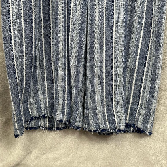 Cloth & Stone Jumpsuit Women Medium Blue Striped Linen Pants Sleeveless Resort - Picture 4 of 16